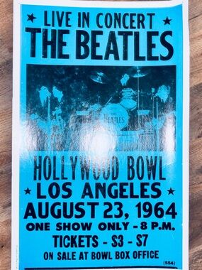 The Beatles Blue and Black Hollywood Bowl Concert Poster